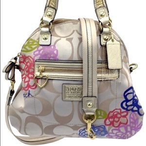 Coach- Poppy Floral Signature Beige Canvas Cross Body